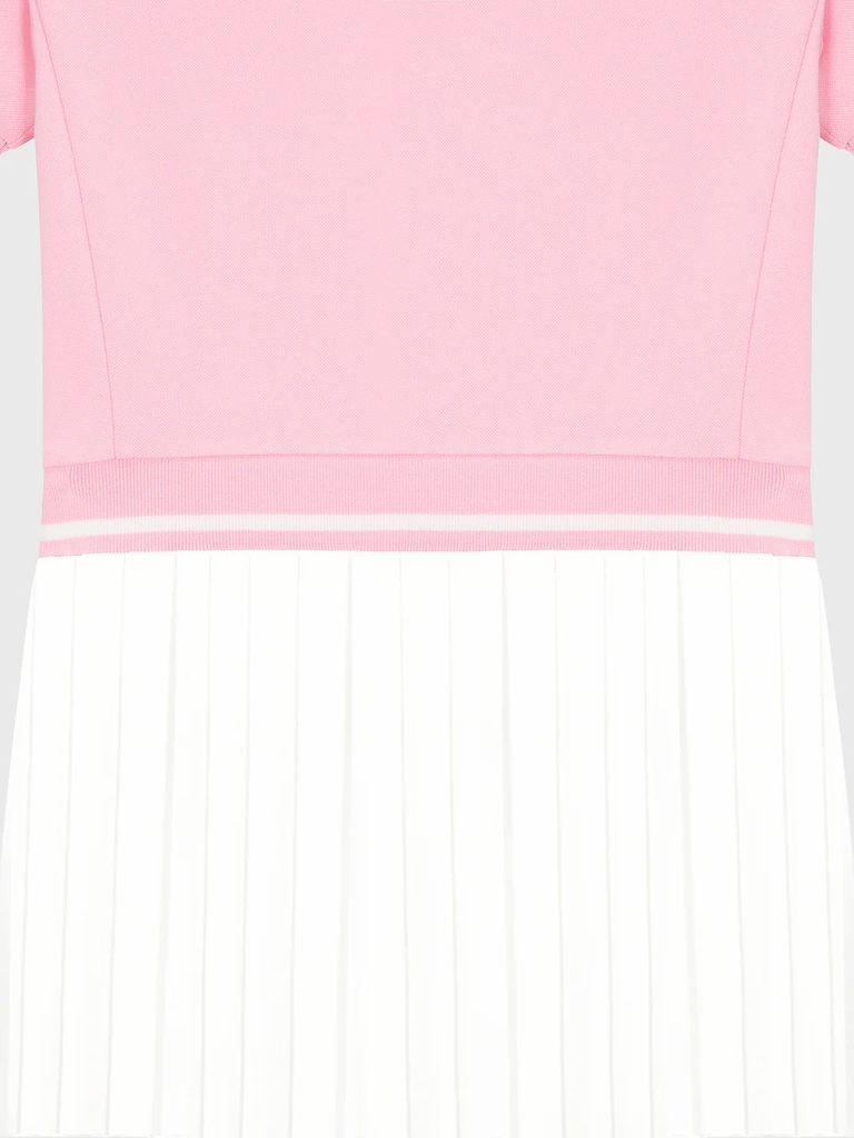 Set váy Sergio Tacchinui chính hãng | Jersey Mix Pleats Collared Dress- Light Pink | Japansport TWOP10741GP001-PKL