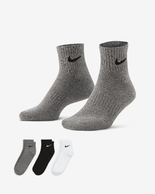 Tất Nike Chính Hãng - Everyday Cushioned - Màu Trắng/Xám/Đen | JapanSport SX7667-964