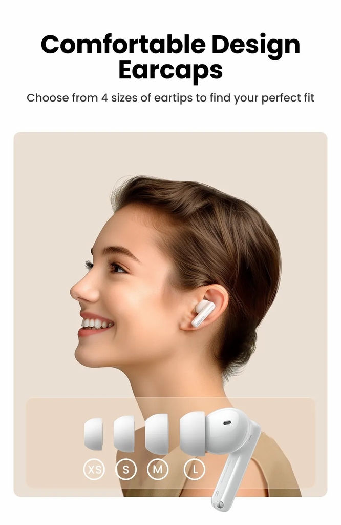 Tai nghe Ugreen Chính hãng - HiTune T6 Active Noise Reduction True Wireless T6 - Trắng | JapanSport