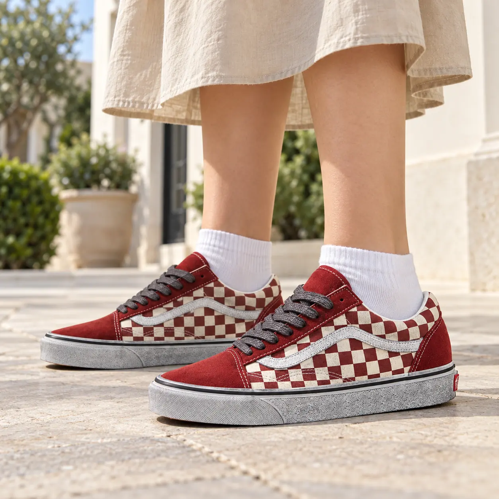 Giày Nam Nữ Vans Chính Hãng - Stressed Old School - Đỏ/Trắng - JapanSport - VN0007NTY52