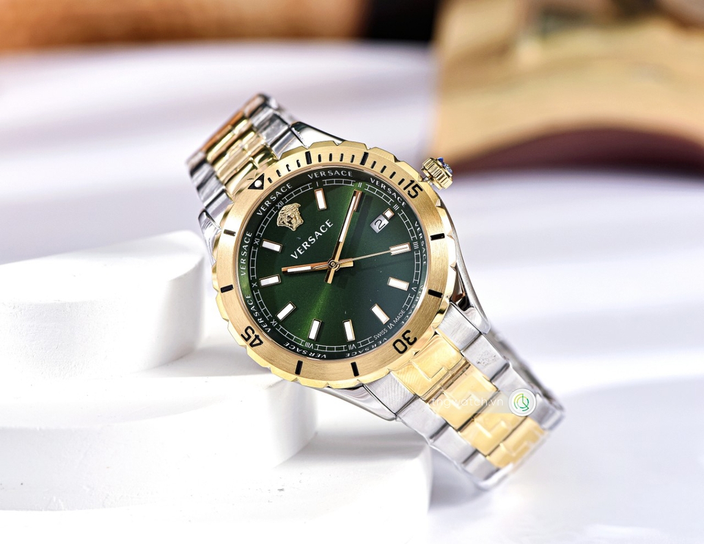 Đồng Hồ Chính Hãng Versace - Hellenyium Quartz Green Dial - VE3A00720 - Màu Vàng - Nam | JapanSport
