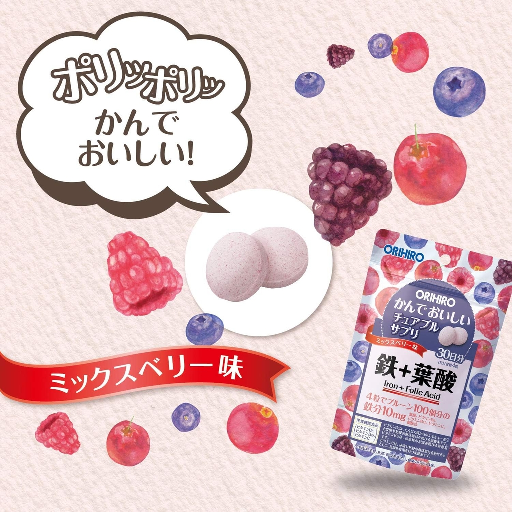 Viên bổ sung Sắt và Folic Acid Orihiro dạng túi 120 viên | JapanSport