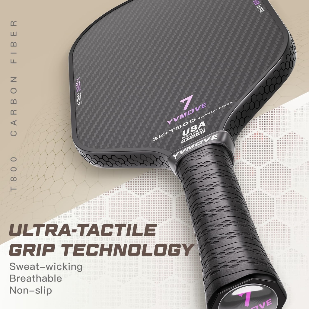 Vợt Pickleball YVmove T800 chính hãng | Sợi carbon với lõi V-Sonic IV Dynamic 16mm - USAPA Approved | JapanSport