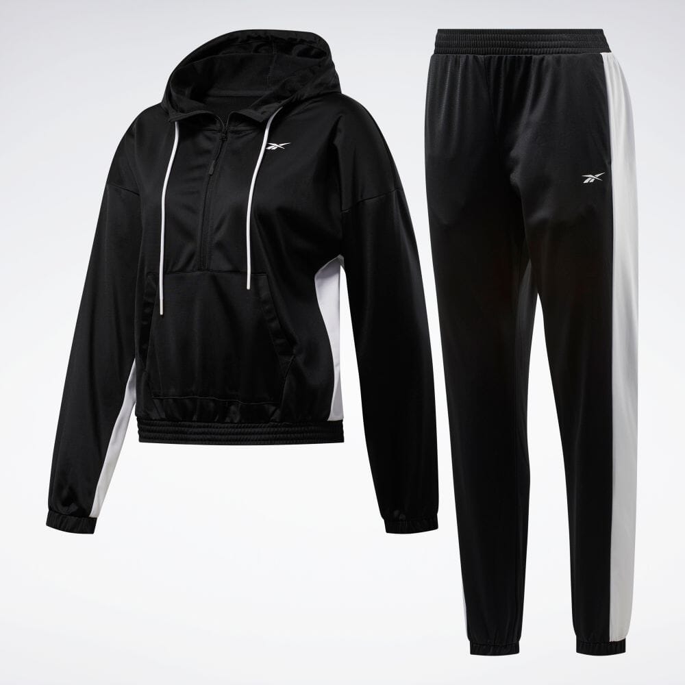 Bộ thể thao Reebok Chính hãng - Linear Logo Hoodie Track Suit - Đen | JapanSport FT0918