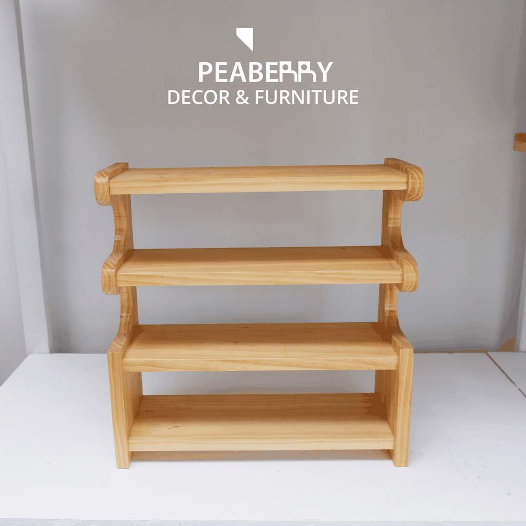 Kệ gỗ decor 4 tầng, cạnh cong
