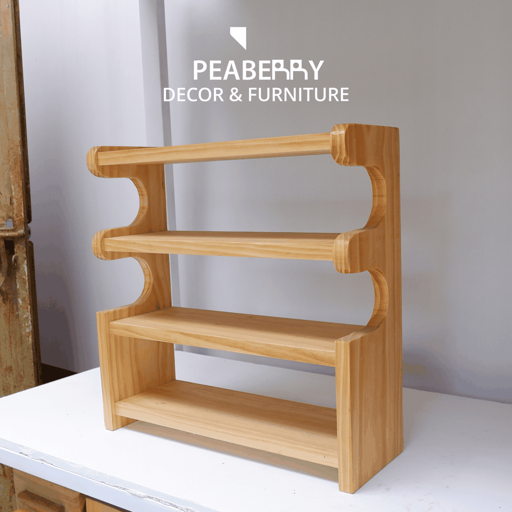 Kệ gỗ decor 4 tầng, cạnh cong