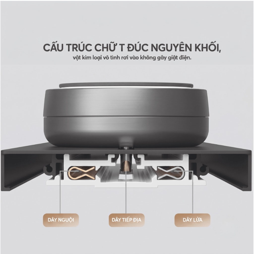 Chargee SlimAir Combo Thanh ray 50cm + ổ đa năng, ổ USBC sạc nhanh màu Xám/Đen siêu mỏng 12.8mm, thẩm mỹ