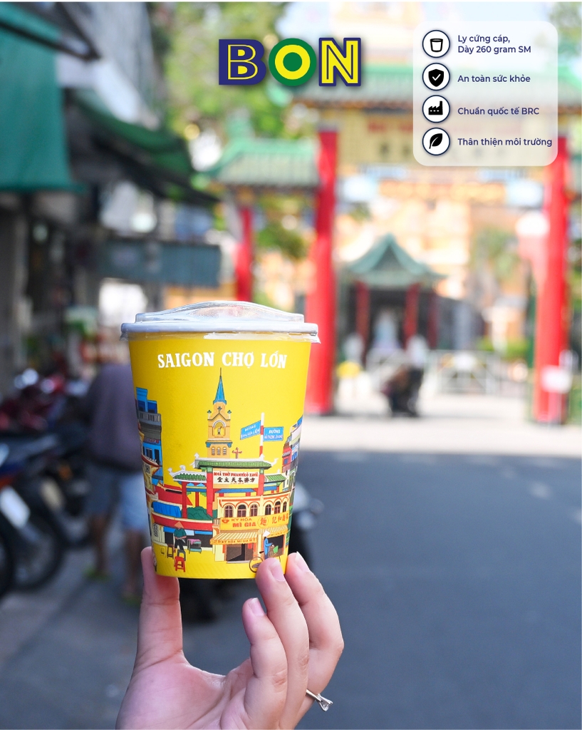 LỐC 50 LY IN TRANH - SÀI GÒN CHỢ LỚN 360ML - CÀ PHÊ ĐÁ, NƯỚC UỐNG LẠNH - LY DÀY, ĐẸP, 260 Gram SM - Giá đã gồm HĐ VAT