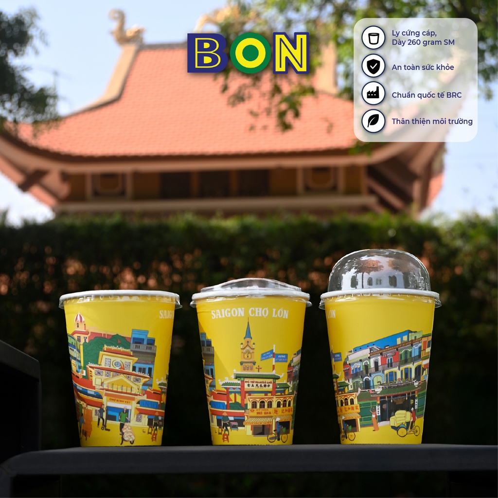 LỐC 50 LY IN TRANH - SÀI GÒN CHỢ LỚN 360ML - CÀ PHÊ ĐÁ, NƯỚC UỐNG LẠNH - LY DÀY, ĐẸP, 260 Gram SM - Giá đã gồm HĐ VAT