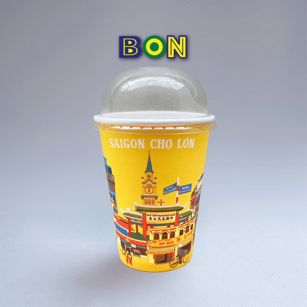 LỐC 50 LY IN TRANH - SÀI GÒN CHỢ LỚN 360ML - CÀ PHÊ ĐÁ, NƯỚC UỐNG LẠNH - LY DÀY, ĐẸP, 260 Gram SM - Giá đã gồm HĐ VAT