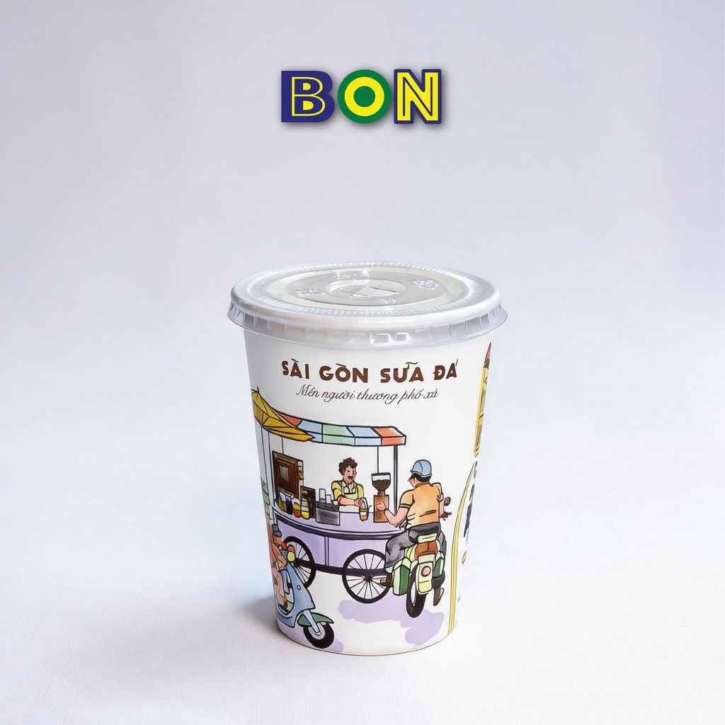 LỐC 50 LY IN TRANH - SÀI GÒN SỮA ĐÁ 360ML - CÀ PHÊ ĐÁ, NƯỚC UỐNG LẠNH - LY DÀY, ĐẸP, 260 Gram SM - Giá đã gồm HĐ VAT