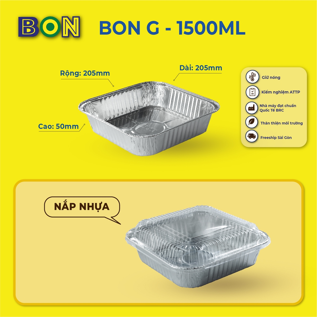 LỐC 20 KHAY NỒI CHIÊN KHÔNG DẦU VUÔNG BON G - 1500ML