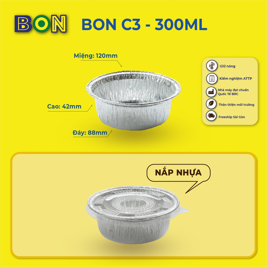 LỐC 20 CHÉN NHÔM NƯỚNG BON C3 300ML - CHÉN CHƯNG MẮM