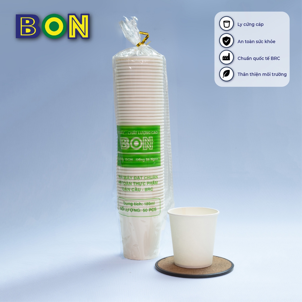 LY GIẤY TRẮNG 180ML - 6 OZ (THÙNG 2000 PCS/ 40 LỐC)