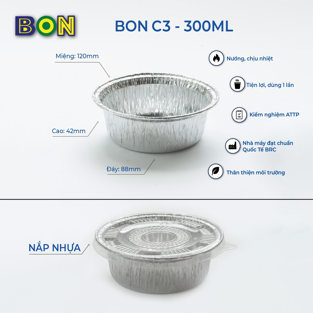 LỐC 20 CHÉN NHÔM NƯỚNG BON C3 -300ML