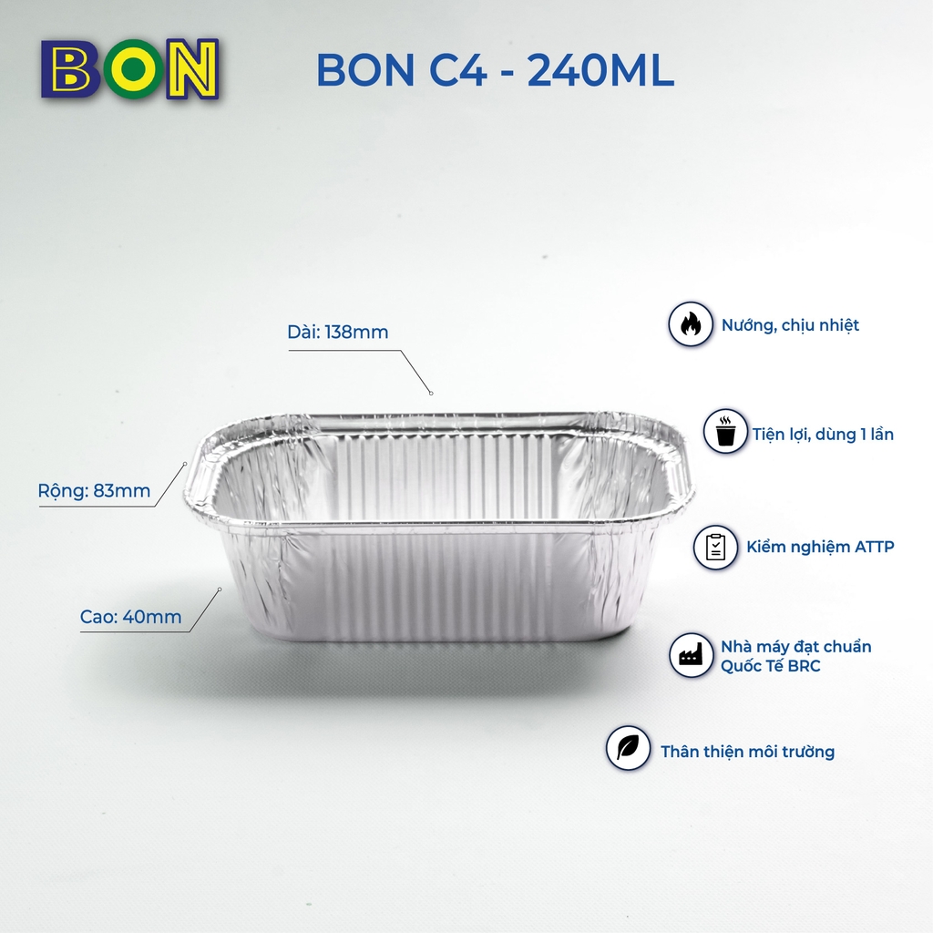 LỐC 50 CHÉN NHÔM NƯỚNG BON C4 - 240ML
