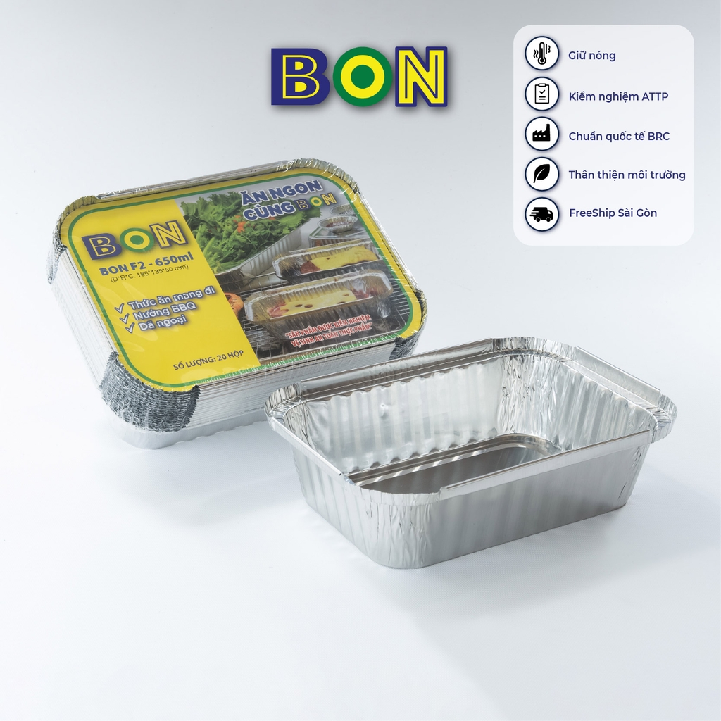 LỐC 20 HỘP NHÔM TAKE AWAY BON F2 - 650ML