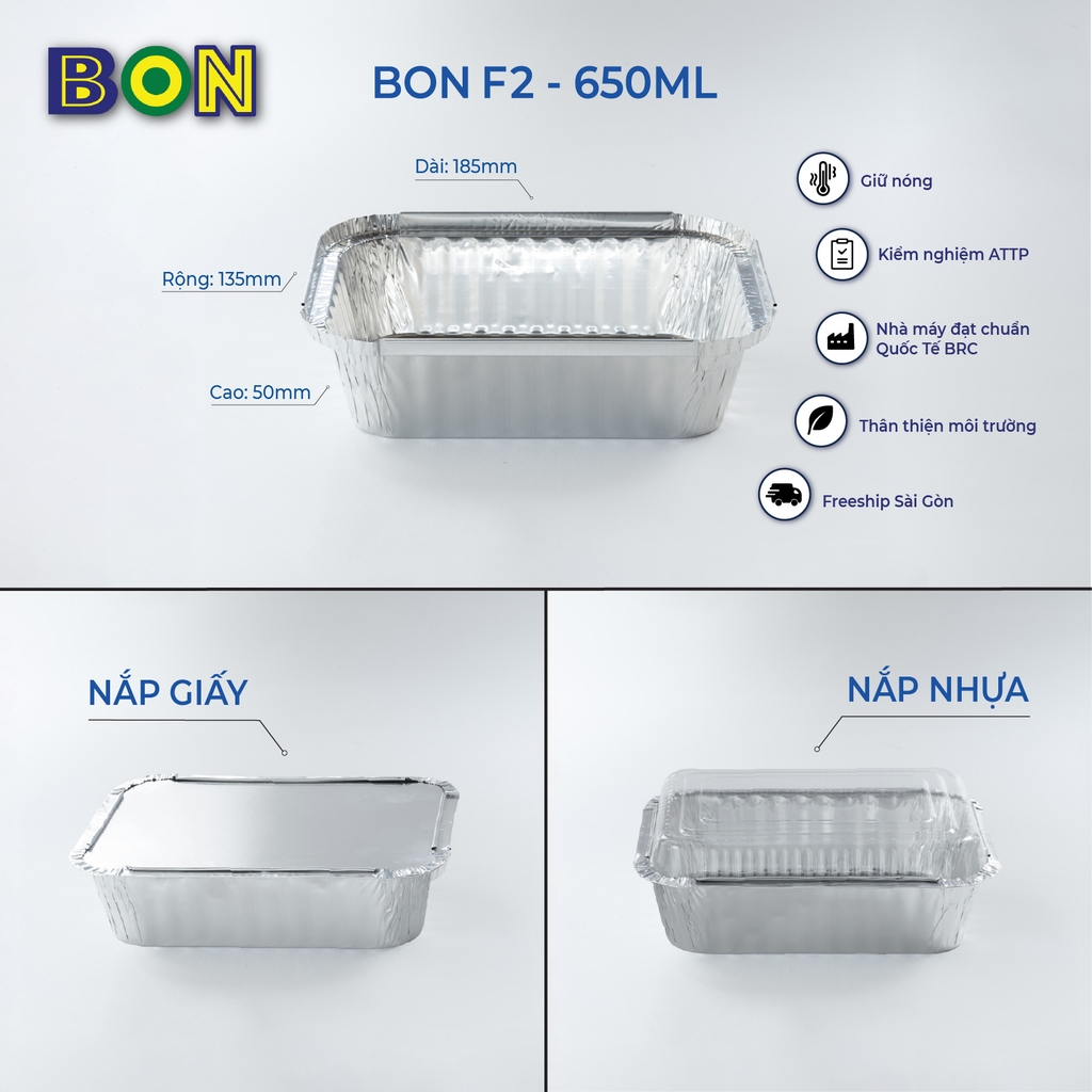 LỐC 20 HỘP NHÔM TAKE AWAY BON F2 - 650ML