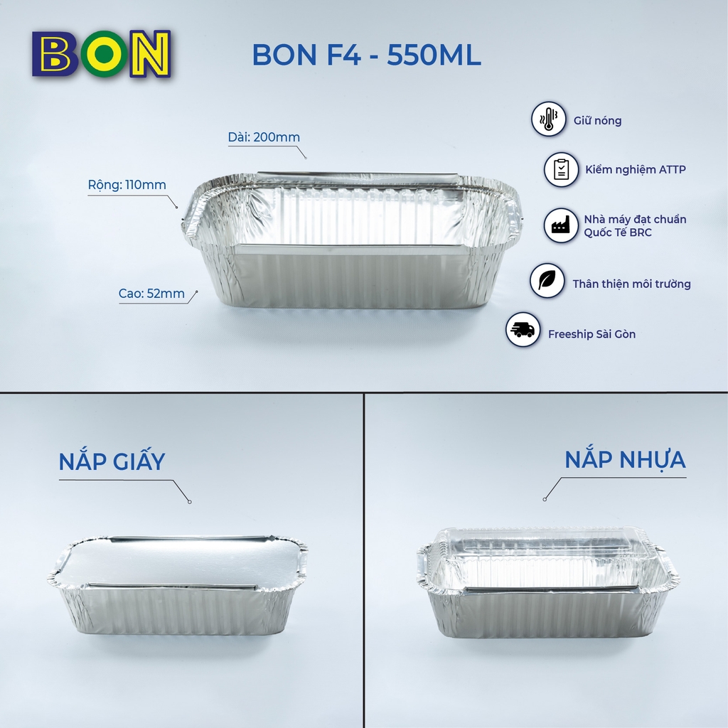 LỐC 20 HỘP NHÔM TAKE AWAY BON F4 - 550ML