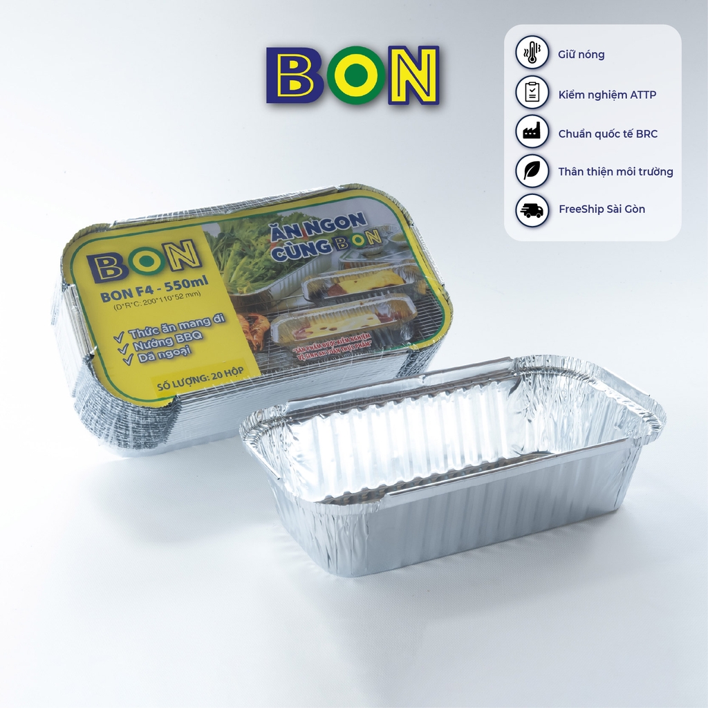 LỐC 20 HỘP NHÔM TAKE AWAY BON F4 - 550ML