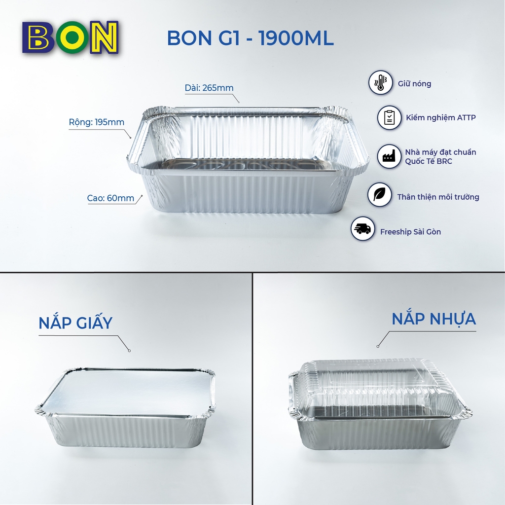 LỐC 20 HỘP NHÔM TAKE AWAY BON G1 - 1900ML