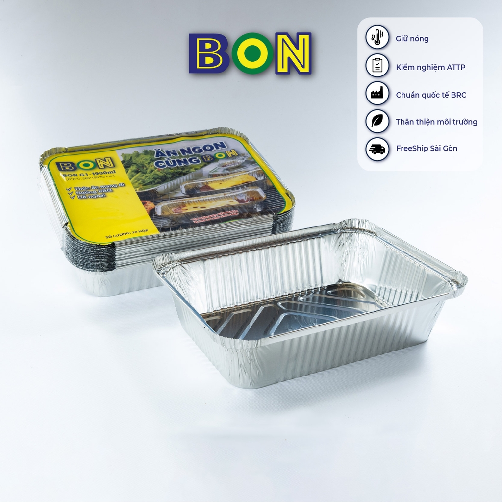 LỐC 20 HỘP NHÔM TAKE AWAY BON G1 - 1900ML