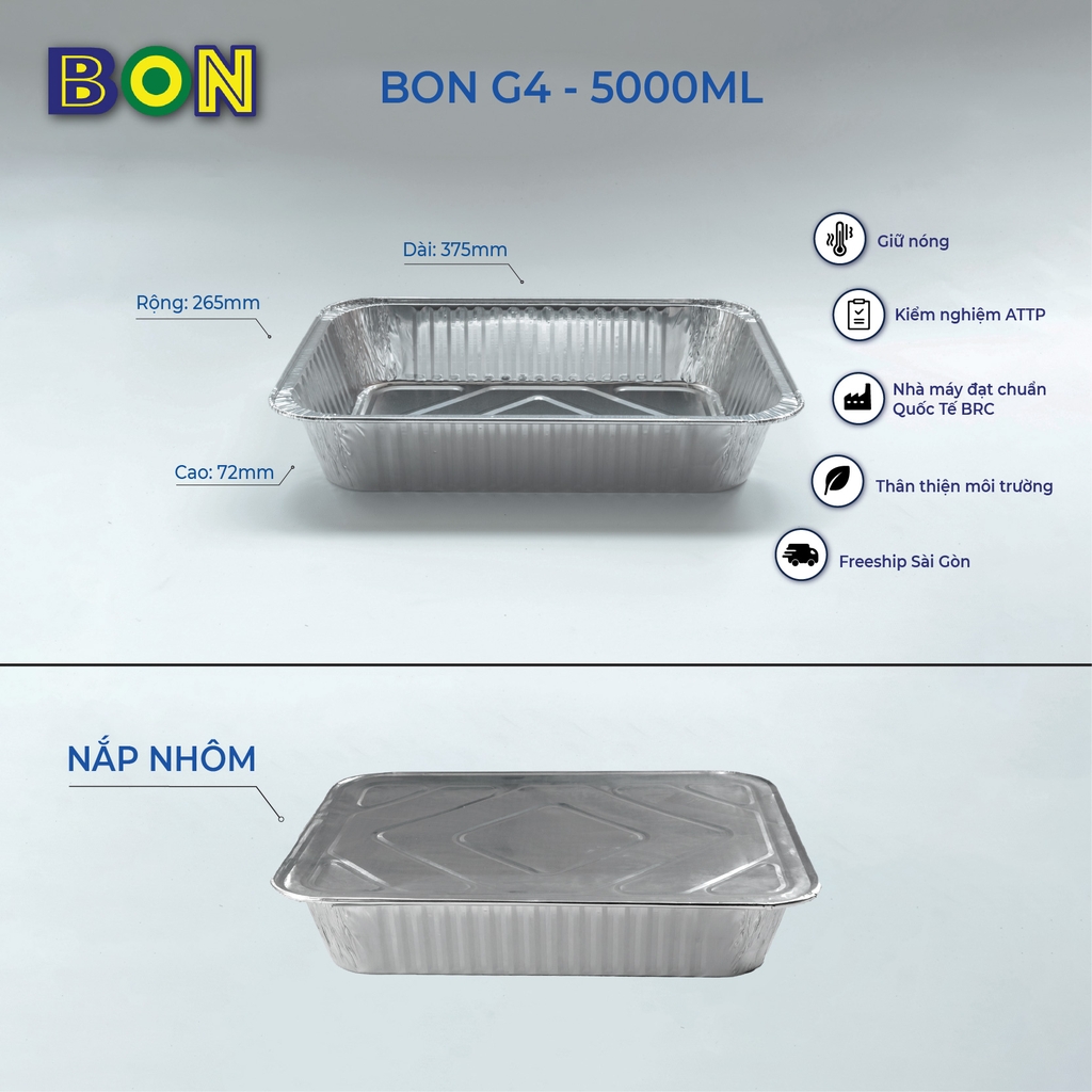 LỐC 2 HỘP NHÔM TAKE AWAY BON G4 - 5000ML