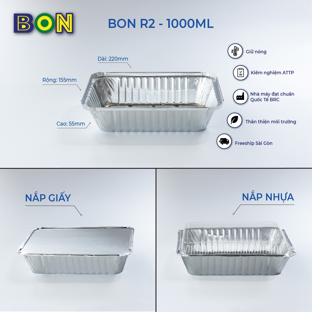 LỐC 20 HỘP NHÔM TAKE AWAY BON R2 - 1000ML