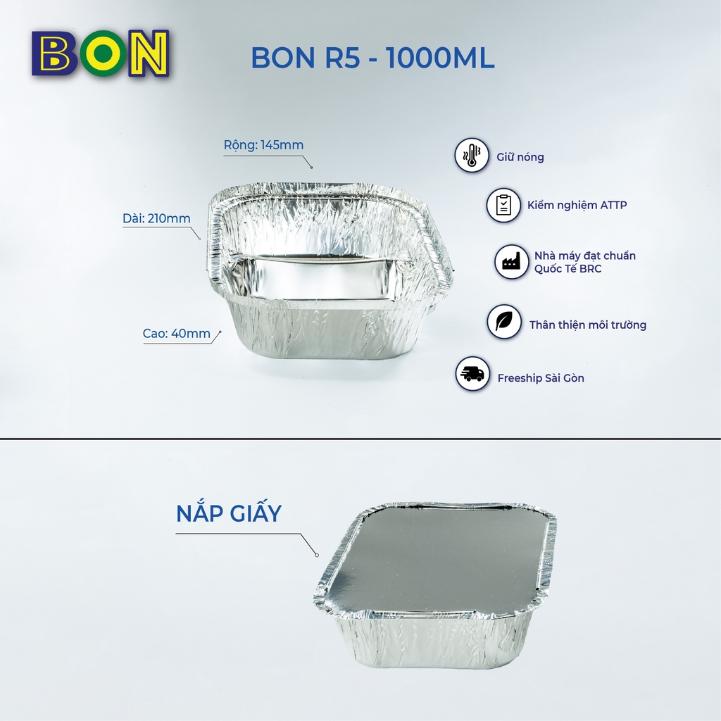 LỐC 20 HỘP NHÔM TAKE AWAY BON R5 - 850ML