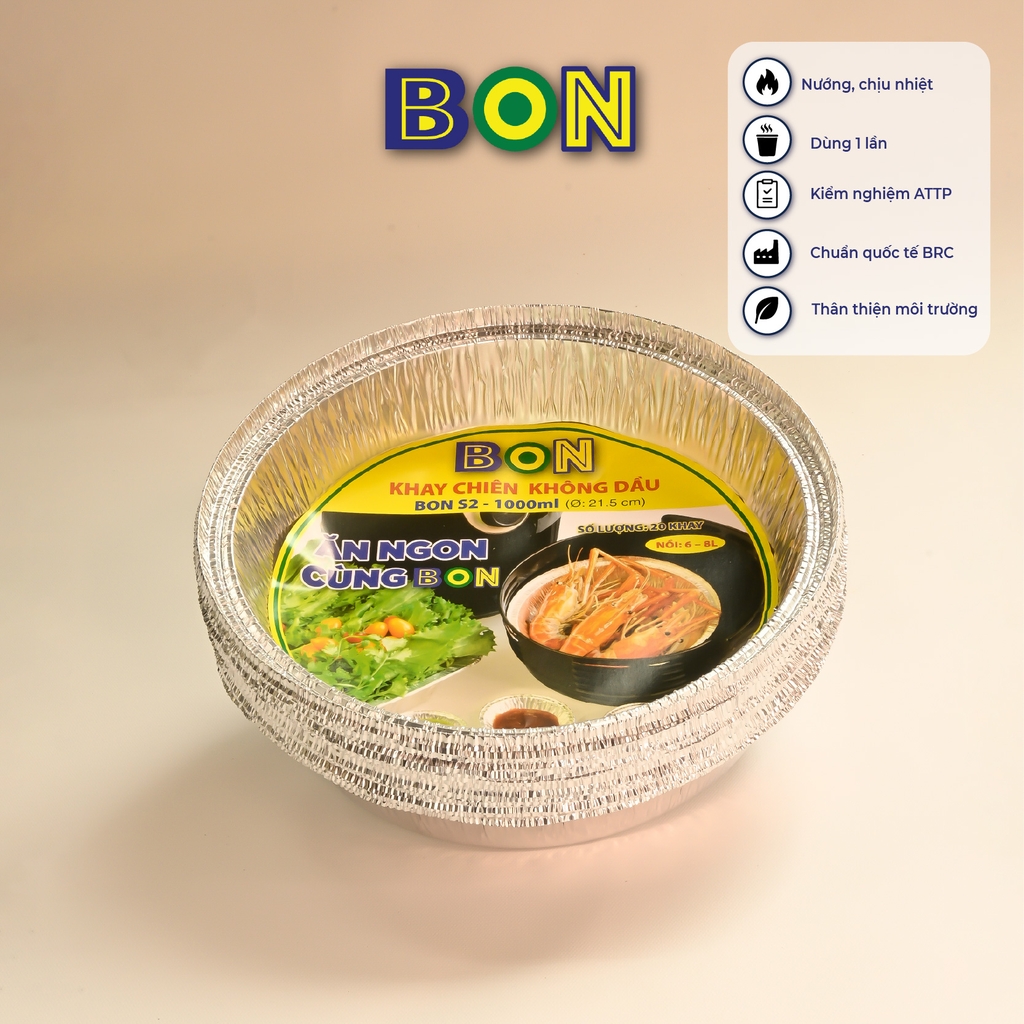 LỐC 20 KHAY CHIÊN KHÔNG DẦU BON S2 - 1000ML