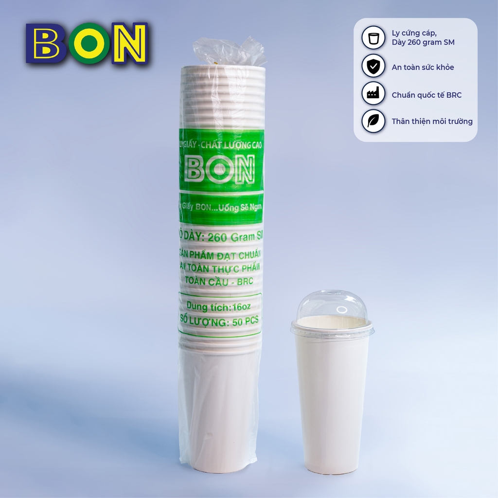 LỐC 50 LY GIẤY TRẮNG 650ML - (22 OZ)