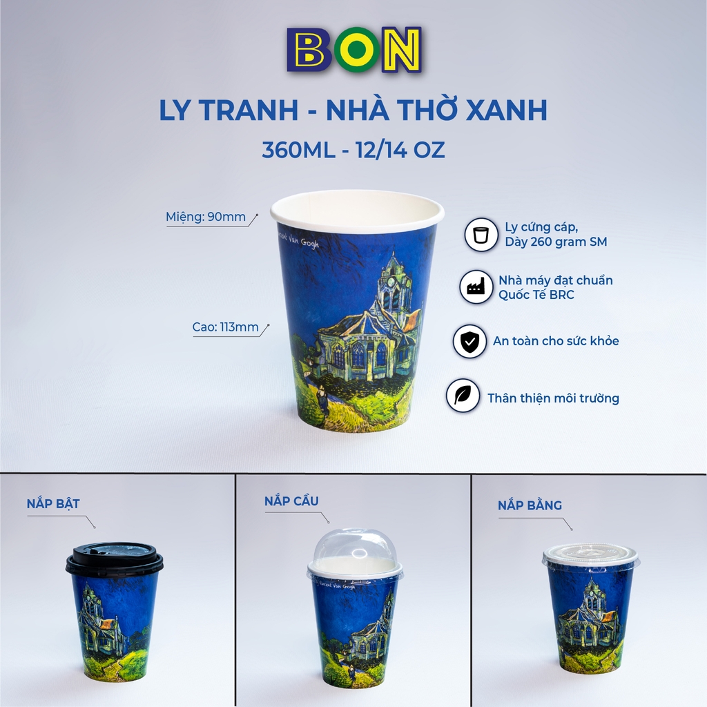 LỐC 50 LY IN TRANH - NHÀ THỜ XANH - 360ML (12 / 14 OZ)
