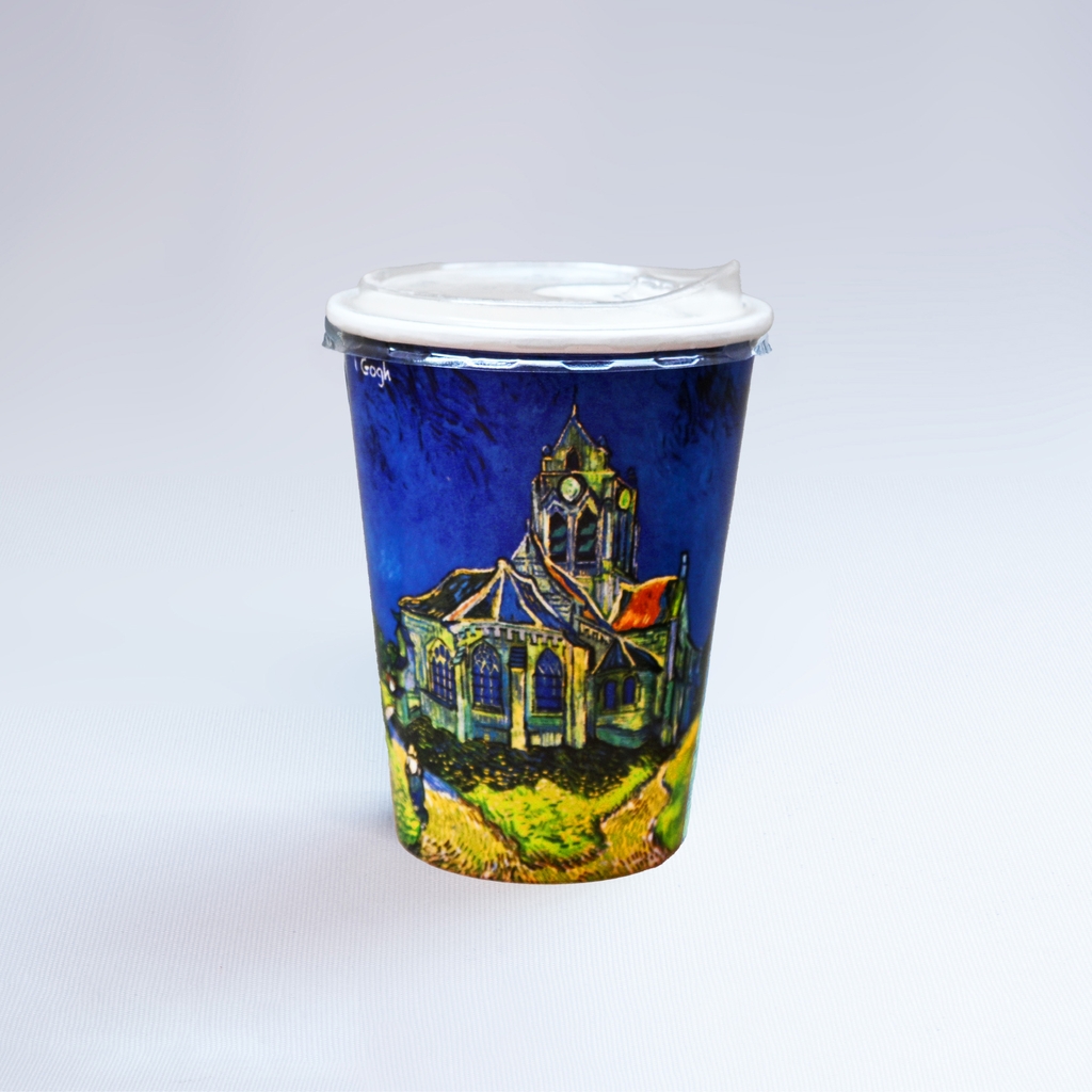 LỐC 50 LY GIẤY IN TRANH - NHÀ THỜ XANH - 360ML (12/14 OZ) - CÀ PHÊ ĐÁ, NƯỚC UỐNG LẠNH - LY DÀY, ĐẸP, 260 Gram SM - Giá đã gồm HĐ VAT