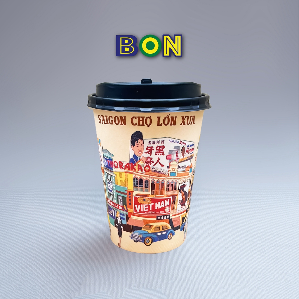 LỐC 50 LY IN TRANH - SÀI GÒN CHỢ LỚN XƯA 360ML - CÀ PHÊ ĐÁ, NƯỚC UỐNG LẠNH - LY DÀY, ĐẸP, 260 Gram SM - Giá đã gồm HĐ VAT