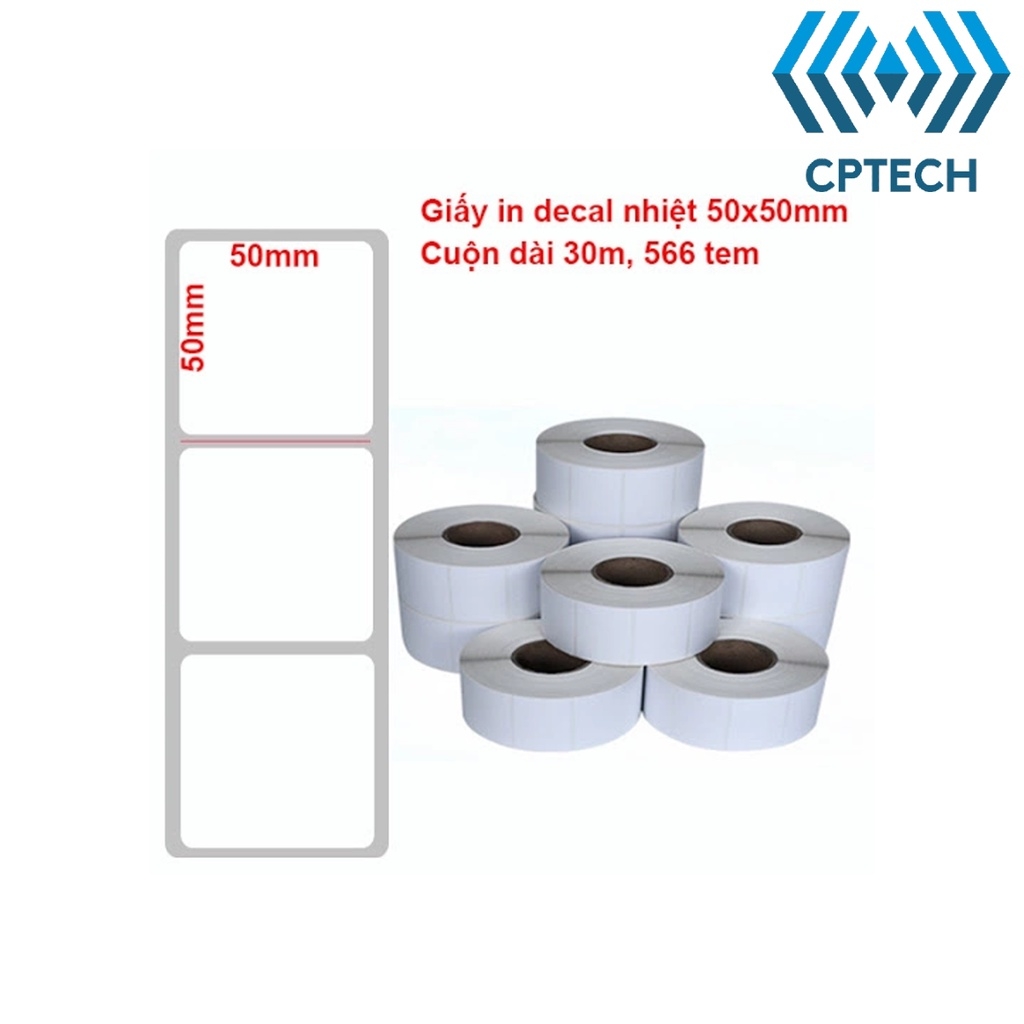 Giấy In Nhiệt 50x50 mm - Tem Vận Chuyển 5x5 cm- 500 đơn.