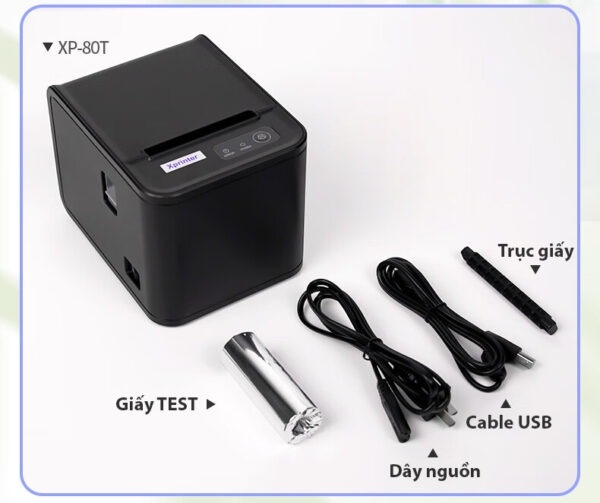 Máy in hóa đơn Xprinter XP-80T USB + LAN – Máy in bill nhiệt K80 tốc độ cao cho cửa hàng và doanh nghiệp