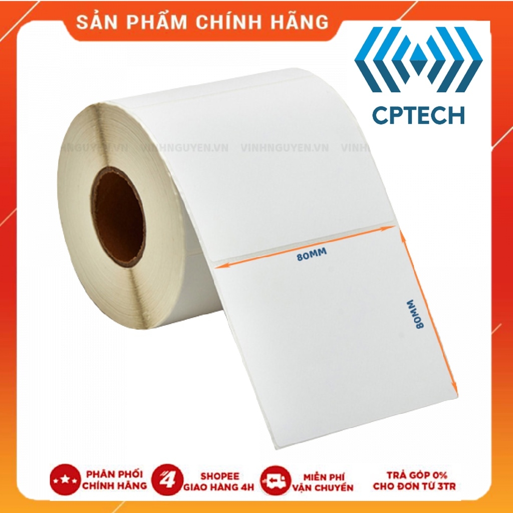 Giấy In Nhiệt 80x80 mm - Tem Vận Chuyển 8x8 cm