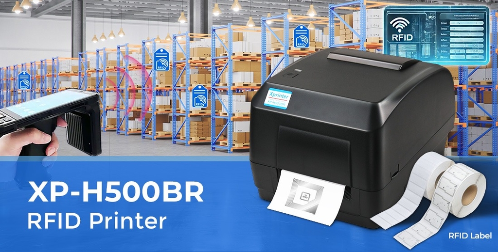 Máy in mã vạch RFID Xprinter XP-H500BR – Máy in tem RFID UHF truyền nhiệt công nghiệp 4 inch