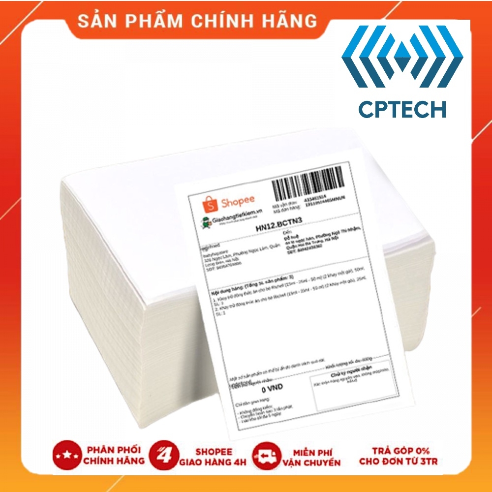 [Chính hãng] [Rẻ vô địch] tệp 500 tờ giấy in vận đơn, in đơn shopee, in bill vận chuyển, tệp 500 tờ khổ 100x150 mm