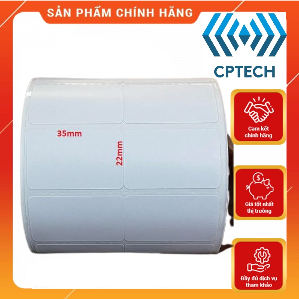 Giấy In Mã Vạch 2 Tem 35x22 (Cuộn)- 2500 tem - Decal Nhiệt 2 Tem 72x22 mm, cuộn 30m