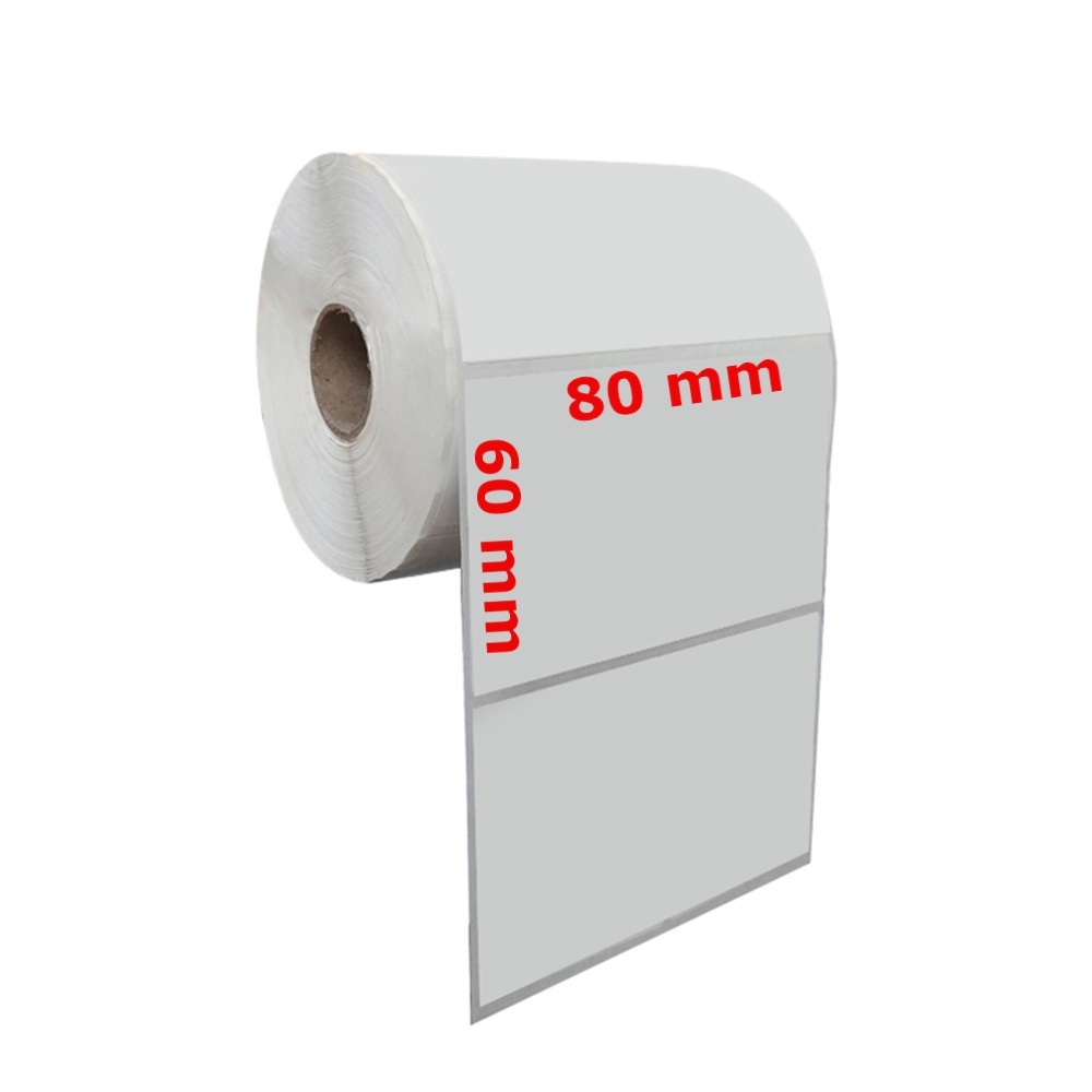 Giấy In Tem 80x60 mm - 8x6 cm (Cuộn 30 Mét)