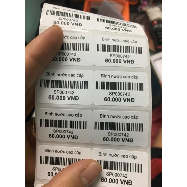 Cuộn in mã vạch, tem nhiệt khổ 2 tem 72x22 mm - 2000 tem, giấy in khổ 35x22 mm, 2 tem/hàng