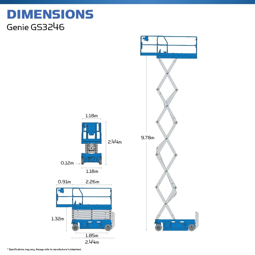 Xe nâng người cắt kéo Genie GS 3246 - Chiều cao làm việc 12 m - Đời 2013