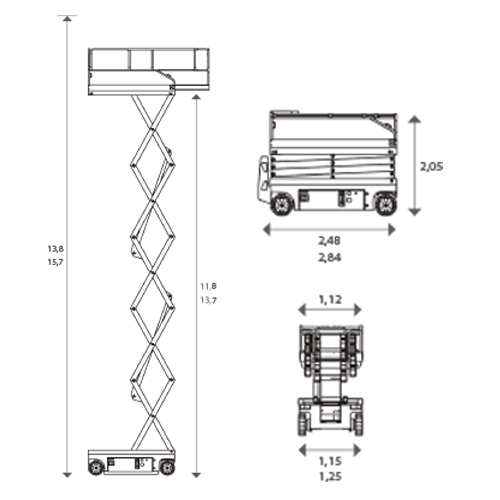 Cho thuê xe nâng người cắt kéo Dingli JCPT1412DC - Chiều cao làm việc 14m.