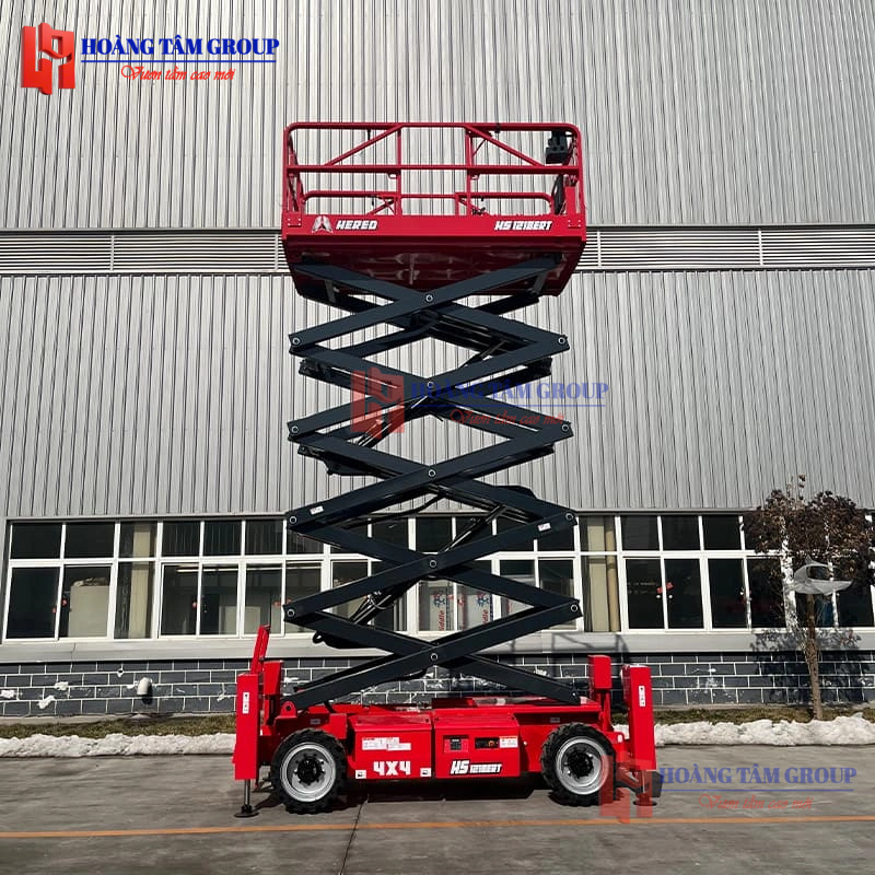 Xe nâng cắt kéo địa hình HS1218ERT - Chiều cao 14m - Mới 100%