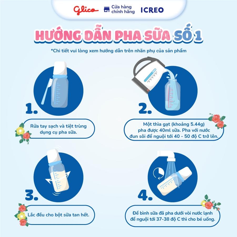 Combo 2 Lon Sữa Bột Cho Bé Glico Icreo Grow-Up (Số 1) - 820g/lon + 5 Thanh 13.6g Cải Thiện Tiêu Hóa, Hỗ Trợ Tăng Cân