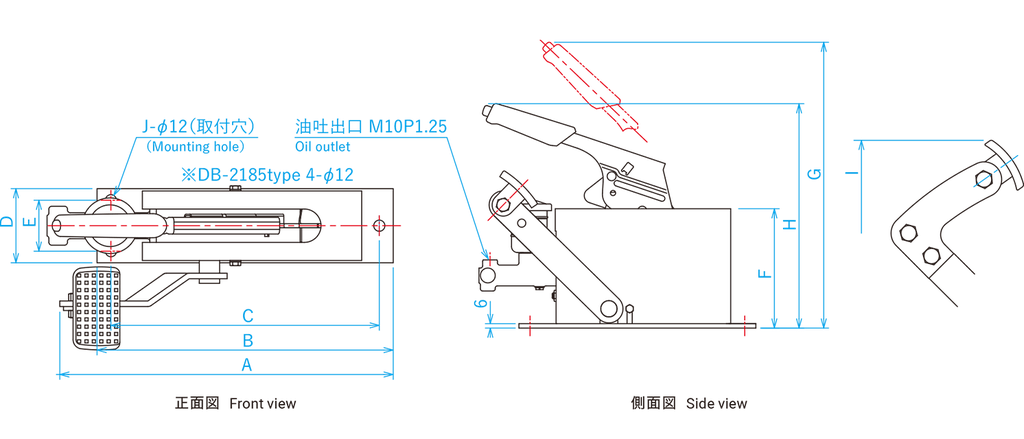 Bộ kết hợp bàn đạp chân và cần gạt tay DB-2183,2184,2185