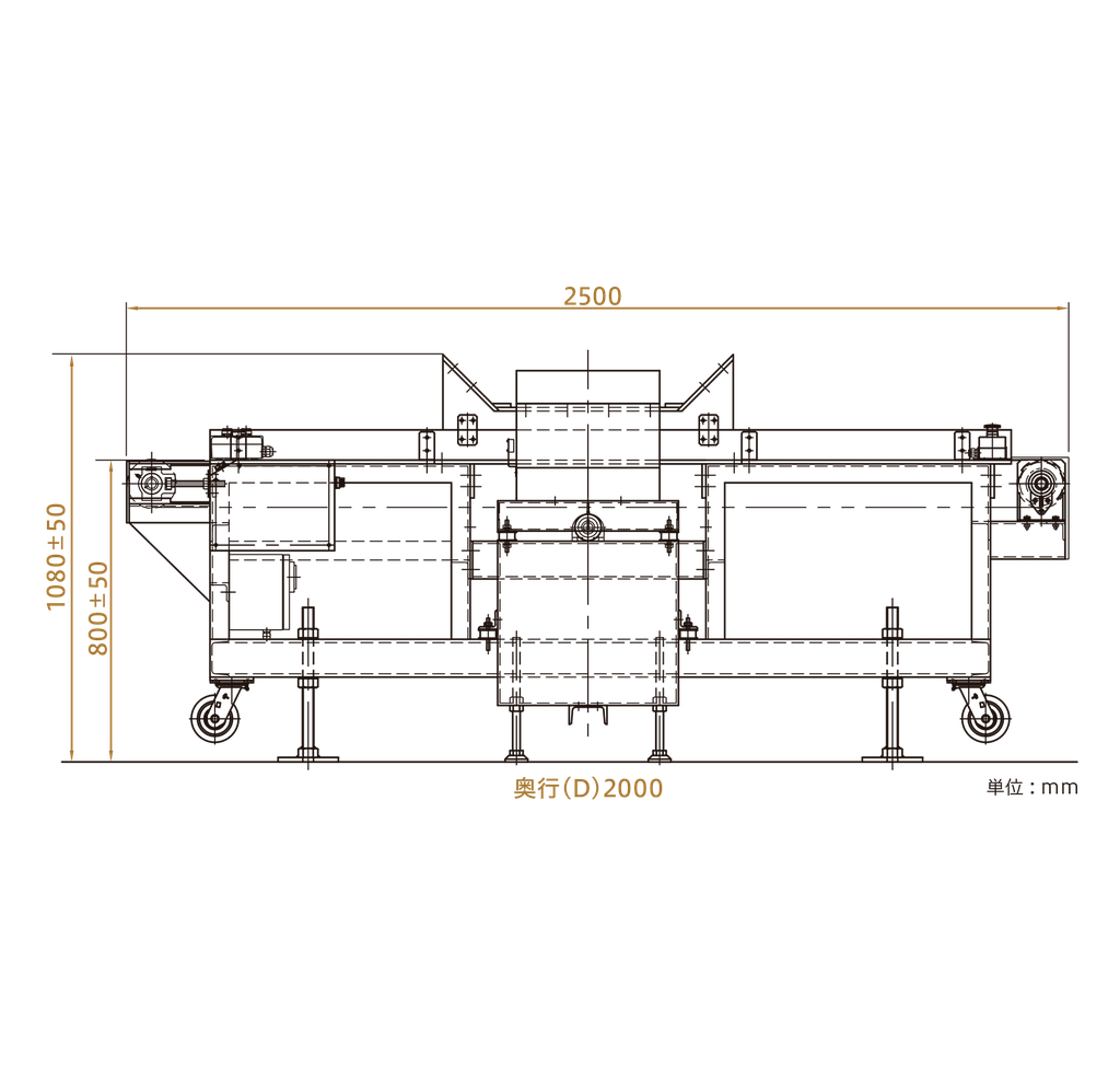 mô tả kích thước của máy dò kim loại băng tải SANKO APA-1500F