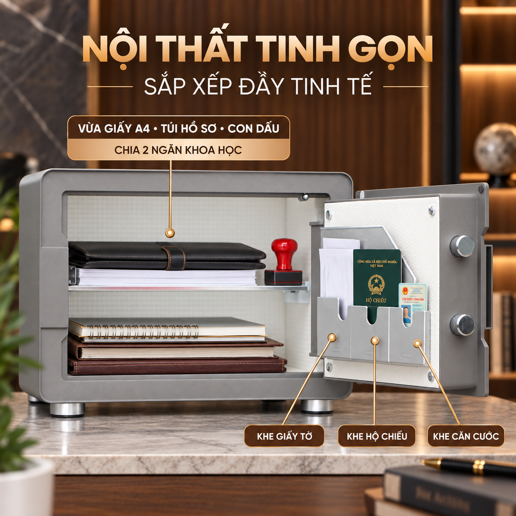 Két sắt mini Xiaomi CRMCR 30MS - Thương hiệu quốc tế, Khóa vân tay điện tử đạnh danh, 8 chế độ cảnh báo thông minh qua điện thoại