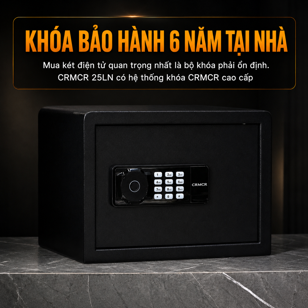 Két Sắt Mini CRMCR 25LN – Cao 25cm rộng 35cm sâu 31cm nặng 8.5kg khóa vân tay điện tử